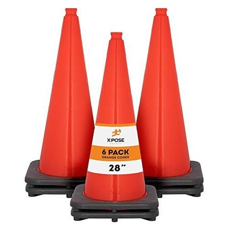 XPOSE SAFETY Traffic Cone, PVC, 28" H, Orange OTC28-6-X-S